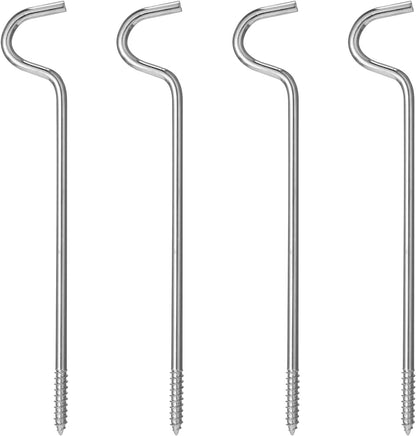 4 Pcs Curtain Rod Support, Single Curtain Rod Bracket Metal Center Hook Hanger without Screws