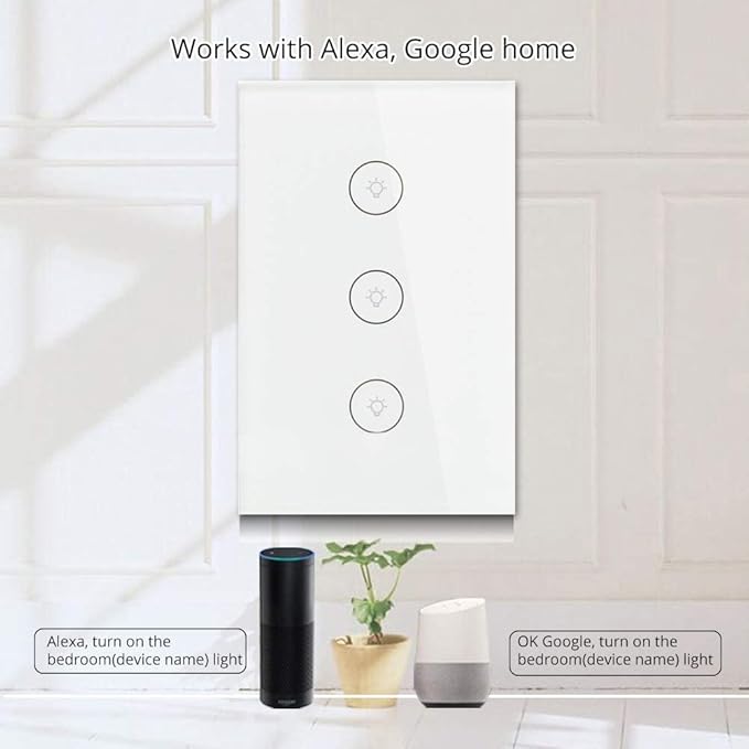MOES WiFi Smart Wall Touch Light Switch Glass Panel Wireless Remote Control by - Image 3