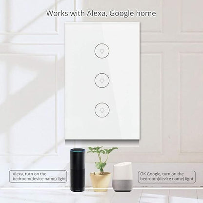 MOES WiFi Smart Wall Touch Light Switch Glass Panel Wireless Remote Control by - Image 3