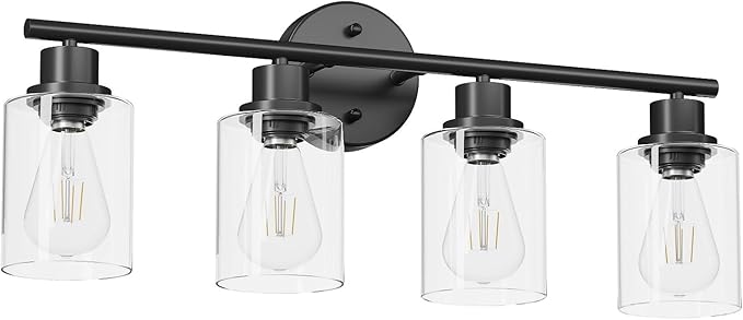 Guliaofo 4-Light Black Bathroom Light Fixtures, E26 Modern Vanity Lights - Image 6