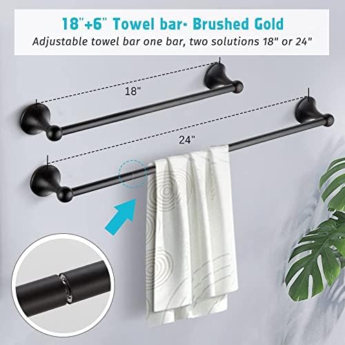 8 piece bathroom accessory set(adjustable towel bar, towel shown in use