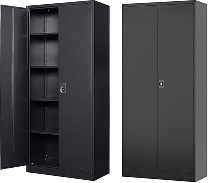 Metal Storage Cabinet-72” Black Tall Steel File Cabinets by Fesbos