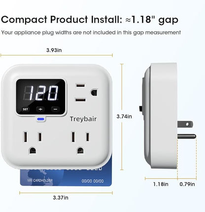 Surge Protector 3-Outlet Power Strip w/Advanced Voltage Protection, 80V-140V - Image 5