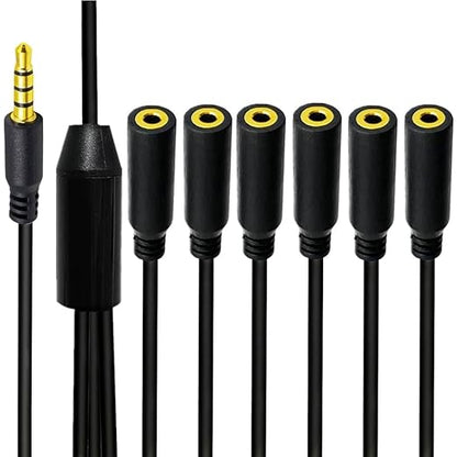 MysRuida 1.6ft 1/8” 3.5mm TRRS Extension Stereo Audio Cable, 1 Male to 6 Female - Image 2