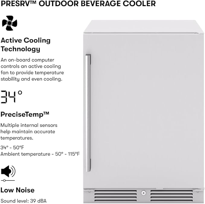 Zephyr Presrv 24 Inch Outdoor Wine Fridge & Beverage Refrigerator Single Zone - Image 2