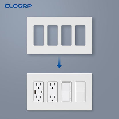 ELEGRP 4-Gang Screwless Decorative Wall Plates, Mid-Size Unbreakable - Image 6
