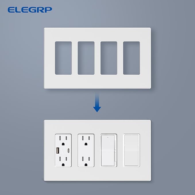 ELEGRP 4-Gang Screwless Decorative Wall Plates, Mid-Size Unbreakable - Image 6