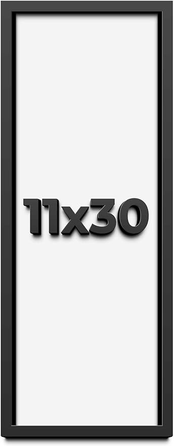 11x30 Shadow Box Frame Black | 1 Inch Deep Solid Wood Shadowbox Display Frame | by CustomPictureFrames