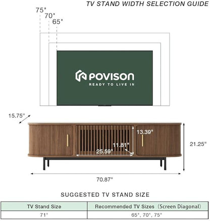 POVISON Fully-Assembled Mid Century Modern Black TV Stand - Image 6