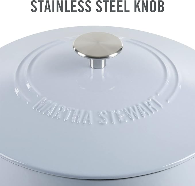 MARTHA STEWART Gatwick 7-Quart Enamel Cast Iron Dutch Oven Pot - Image 8