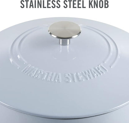 MARTHA STEWART Gatwick 7-Quart Enamel Cast Iron Dutch Oven Pot - Image 8