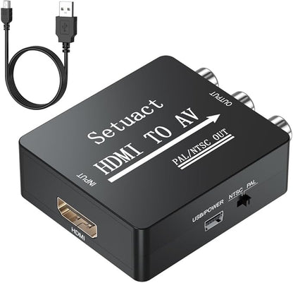Setuact HDMI to AV Converter, HDMI to RCA Converter, Supports PAL/NTSC by Setuact