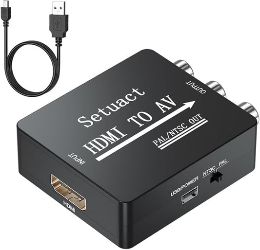 Setuact HDMI to AV Converter, HDMI to RCA Converter, Supports PAL/NTSC by Setuact