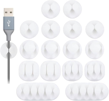 OHill Desk Cable Management Cord Organizer, 16 Pack White Self Adhesive Cord by OHill