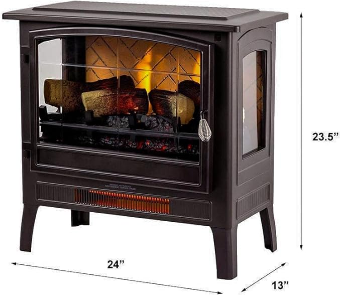 Country Living Infrared Freestanding Electric Fireplace Stove Heater in Bronze - Image 9