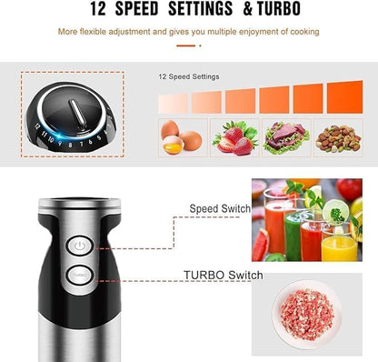 3-in-1 Immersion Hand Blender, Powerful MOTOR 12-Speed Stick Blender - Image 9