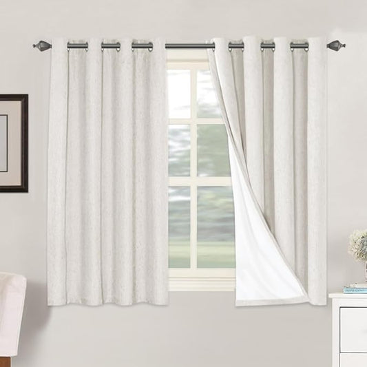 H.VERSAILTEX Primitive Linen Curtains 100% Blackout Curtain Drapes Burlap by HVERSAILTEX
