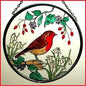 Winged Heart Decorative Hand Printed Stained Glass Window Sun Catcher/Roundel in a Robin in Snowdrops Design