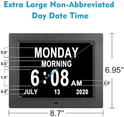 ybest Extra Large Day Date Time Digital Day of Week Clock 8 Alarm Option - Image 2