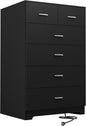 Dresser with Power Outlets Wooden 6 Drawer Dresser with Large Organizer Black by FJTJBSI