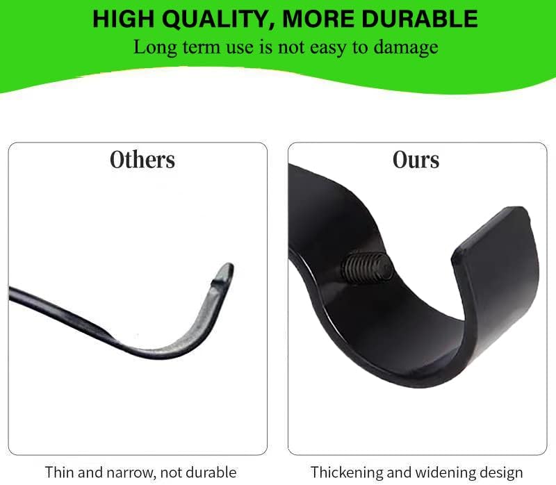 Premium Curtain Rod Brackets - 2 Pack Adjustable Wall Mounts, Curtain Rod Holders for 1 Inch Rod (Black)