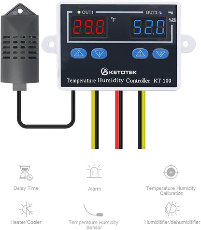 KETOTEK Temperature Humidity Controller Digital Thermostat Module 120V - Image 2