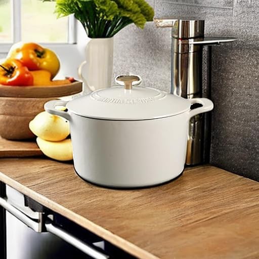 MARTHA STEWART Gatwick 7-Quart Enamel Cast Iron Dutch Oven – Linen White - Image 5
