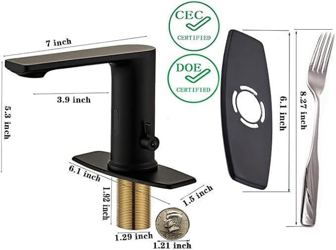 Tool-Free WaterSense Touchless Bathroom Brass Faucet, Automatic Sensor Faucet - Image 2