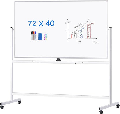 maxtek Rolling Whiteboard 72x40, Large Double-Sided White Board Dry Erase on by Maxtek