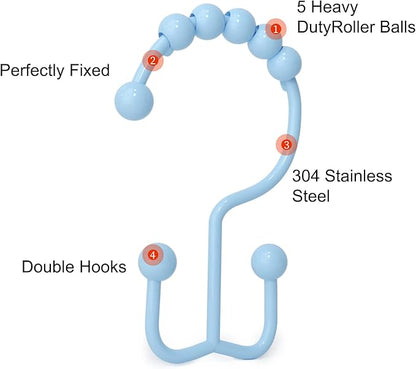 Shower Curtain Hooks, Goowin Shower Curtain Rings, Stainless Steel Shower - Image 4