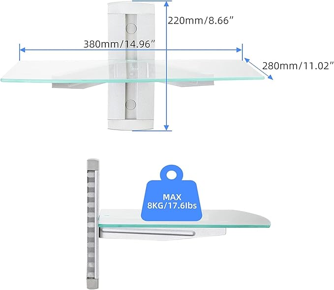 suptek Glass Floating Shelves, TV Wall Mount - Image 3