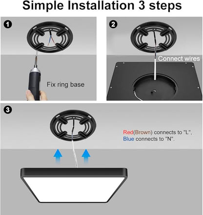 12inch 24W LED Flush Mount Ceiling Light, 6000K Square LED Ceiling Light - Image 5