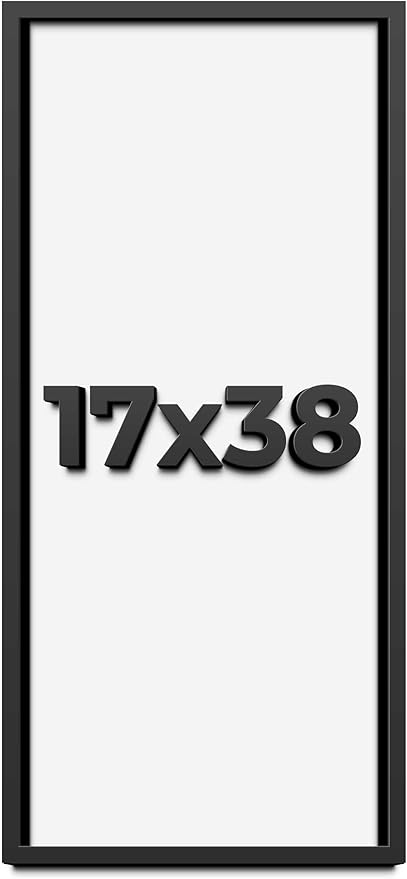 17x38 Shadow Box Frame Black | 1 Inch Deep Solid Wood Shadowbox Display Frame | by CustomPictureFrames