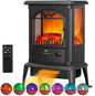 ROVSUN 1500W Electric Fireplace Stove, 22.4" H Freestanding Heater w/Remote by ROVSUN