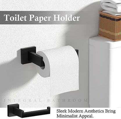5-pieces matte black bathroom accessories set 23.6 inch showing dimensions