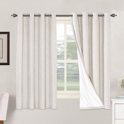 H.VERSAILTEX Linen Blackout Curtains 63 Inches Long 100% Absolutely Blackout by HVERSAILTEX