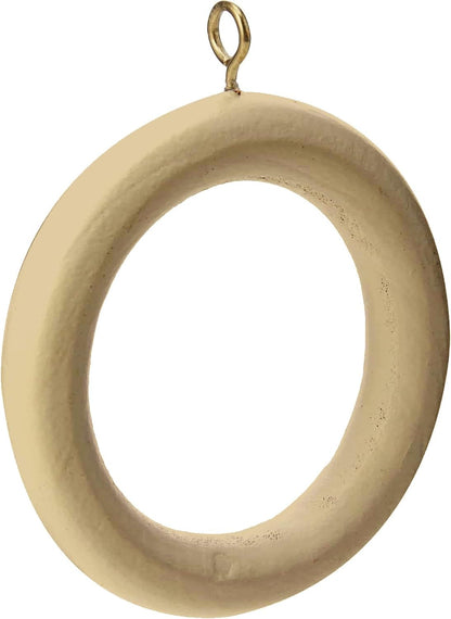 Merriway BH05956 (10 Pcs) Wooden Curtain Drapery Pole Rod Rings with Screw Eye, Inner Diameter 45 mm (1.3/4 Inch) Outer Diameter 64 mm (2.1/2 Inch), Light Brown - Pack of 10 Pieces