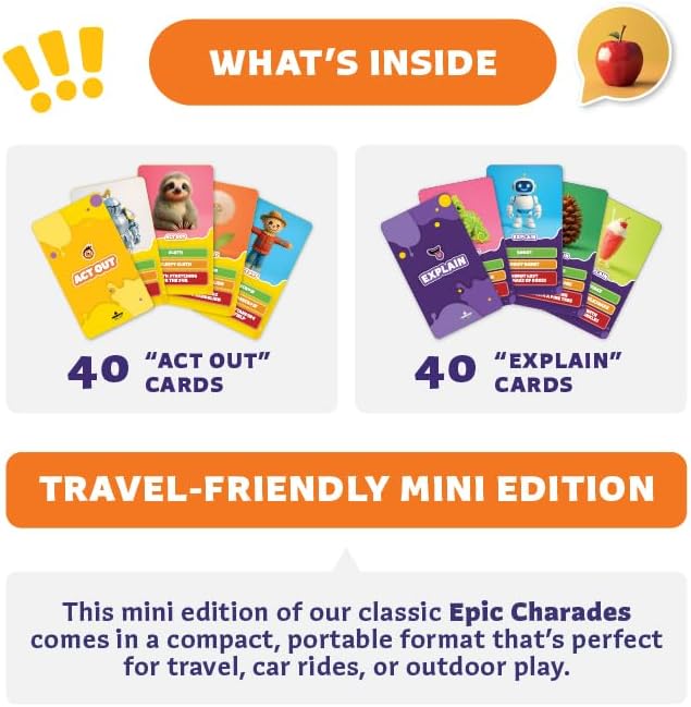 Epic Charades Mini Game for Kids Ages 6+ – Travel-Friendly Mini Edition – 80 - Image 3