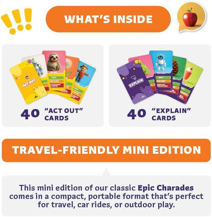 Epic Charades Mini Game for Kids Ages 6+ – Travel-Friendly Mini Edition – 80 - Image 3