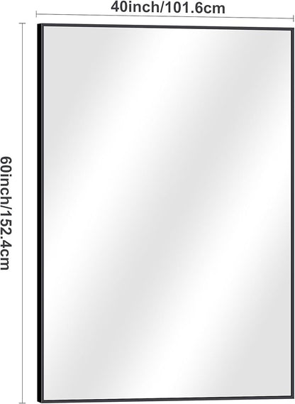 Black Bathroom Mirror for Wall, 60x40 Inch Rectangle Mirrors - Image 5