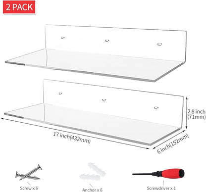 17 Inches Acrylic Shelves, Wall Mounted Shelves - Image 3
