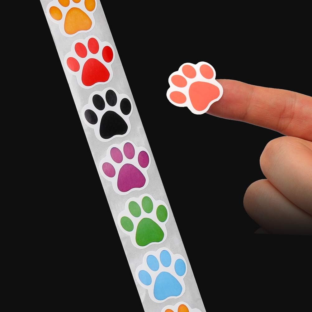 Dog Paw Print Stickers Roll, 500 Self-Adhesive Labels, Colorful | Paper Stickers, 2.5 Cm Paw Prints, Easy Peel And Stick, For Envelopes, Gift Wrap, Pet Parties, Classroom And Wall Decor