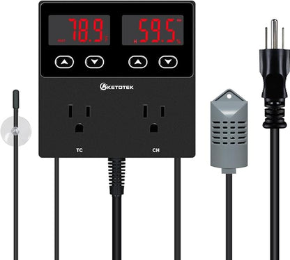 KETOTEK Digital Temperature and Humidity Controller Outlet, Reptile Thermostat by KETOTEK