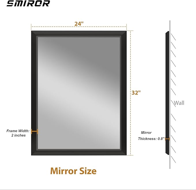 SMIROR Matte Black Bathroom Mirror - Image 2