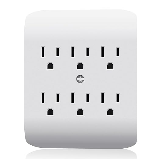 ELEGRP 6-Outlet Extender with Central Anchor, 3-Prong Grounded Wall Tab by ELEGRP%7CELEGROUP