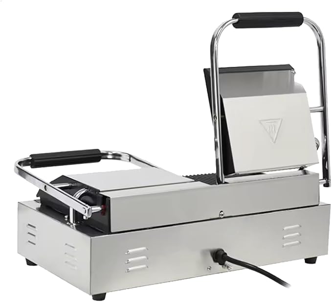 Commercial Panini Press With Grooved Grill Sandwich Maker Machine Electric - Image 4