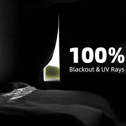 BKSAI 100% Blackout Curtains for Bedroom, Magnetic Portable Blackout Shades for Travel, Black Out Window Cover No Drill Cuttable for Bedroom, Nursery, Media Room, RV, 39x57 inch