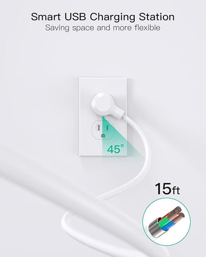 2 Pack Power Strip, 15FT Long Extension Cord, Surge Protector - Image 6