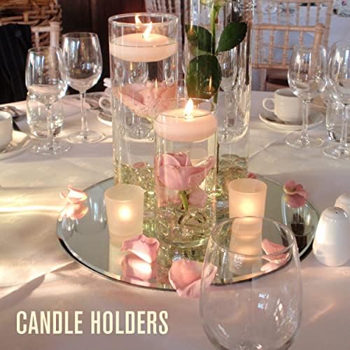 Mirror Centerpieces for Tables, Small, 10 Inch, 12 Pack, Center Piece | Houseables Round Mirrors For Centerpieces, Mirrored Trays, Round Table Plate Tray, Circle, Glass Charger, Wedding, Base