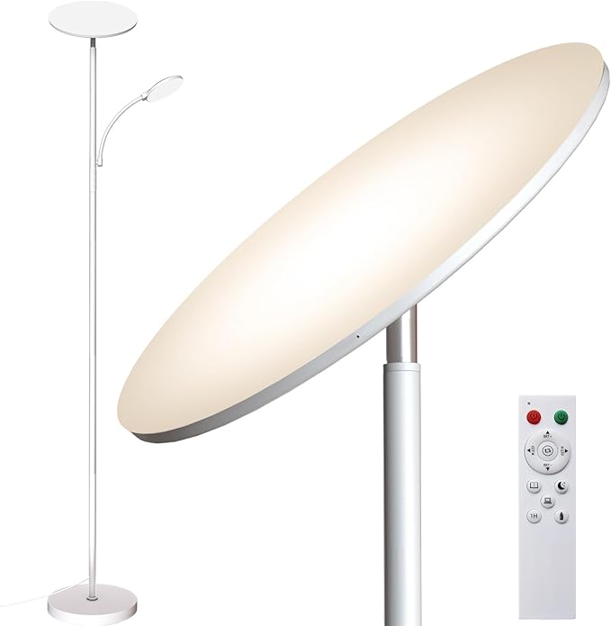 marctronic White Floor Lamps for Living Room, 44W/4500LM Super Bright 2 in 1 by Marctronic